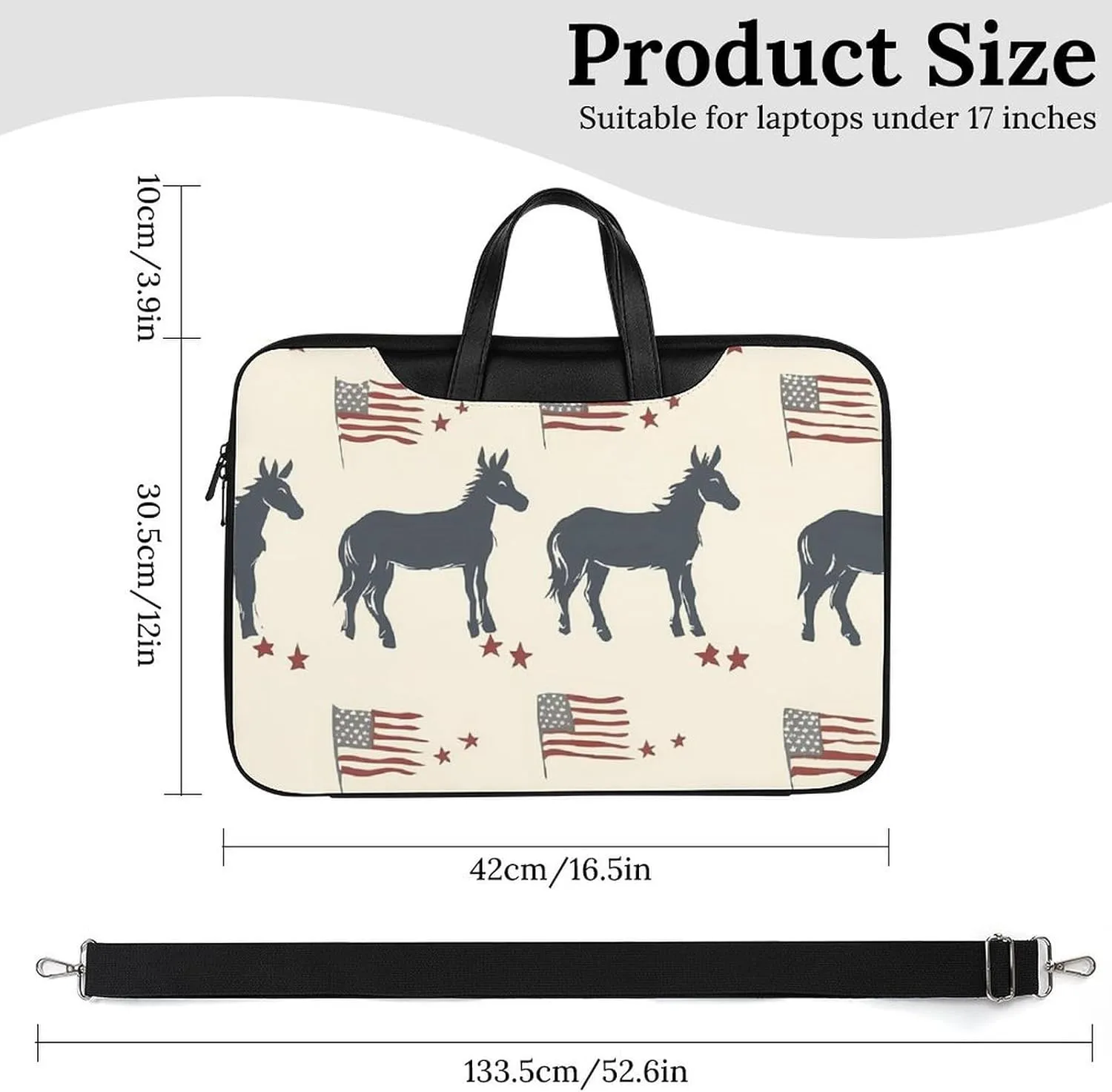 Donkey U.S.A Flag Leather Bag Laptop Case Slim Water Resistant Computer Bags with Handle Briefcase for Work