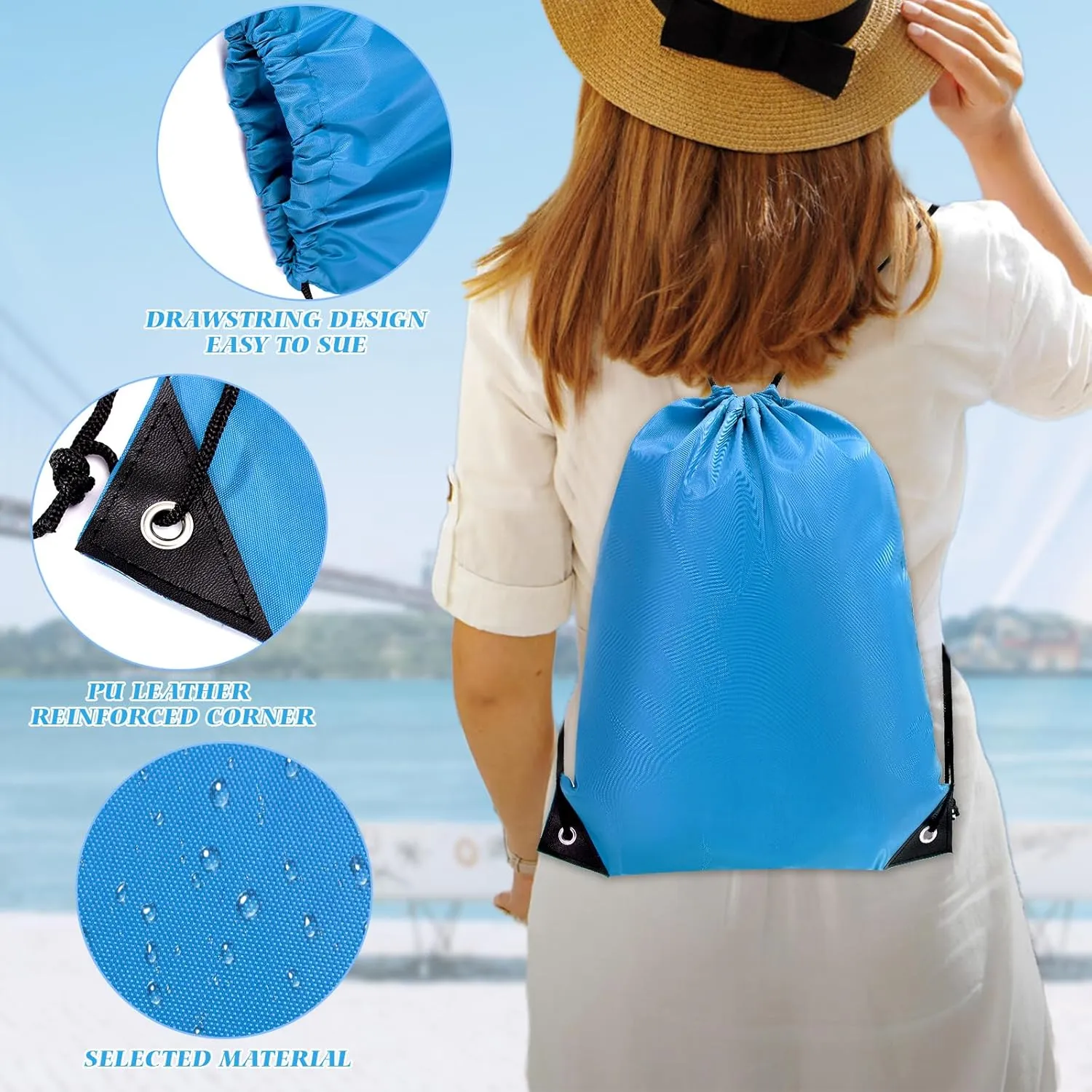 Drawstring Backpack 6 Pcs Drawstring String Bags Bulk,Waterproof String Backpack for Sports