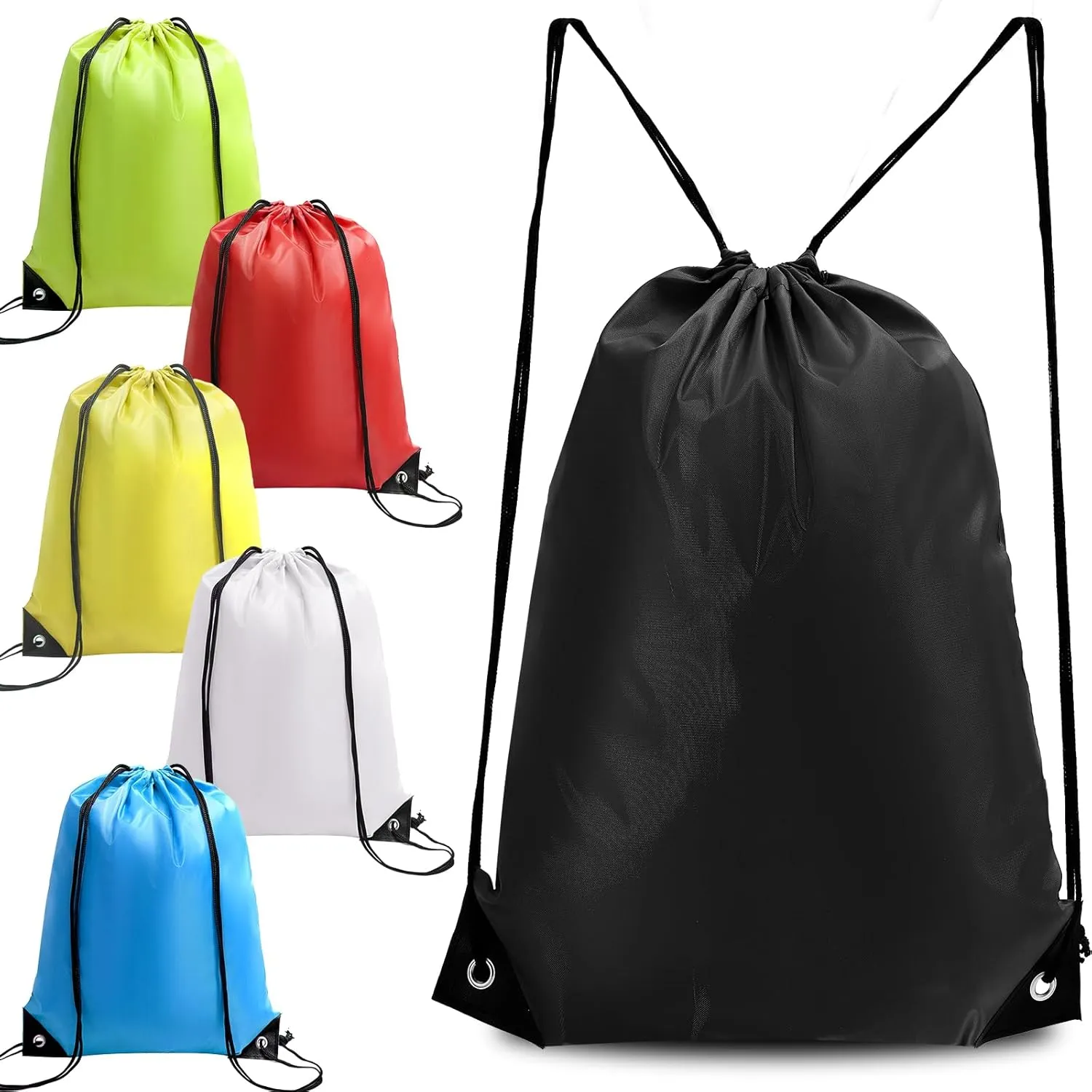 Drawstring Backpack 6 Pcs Drawstring String Bags Bulk,Waterproof String Backpack for Sports