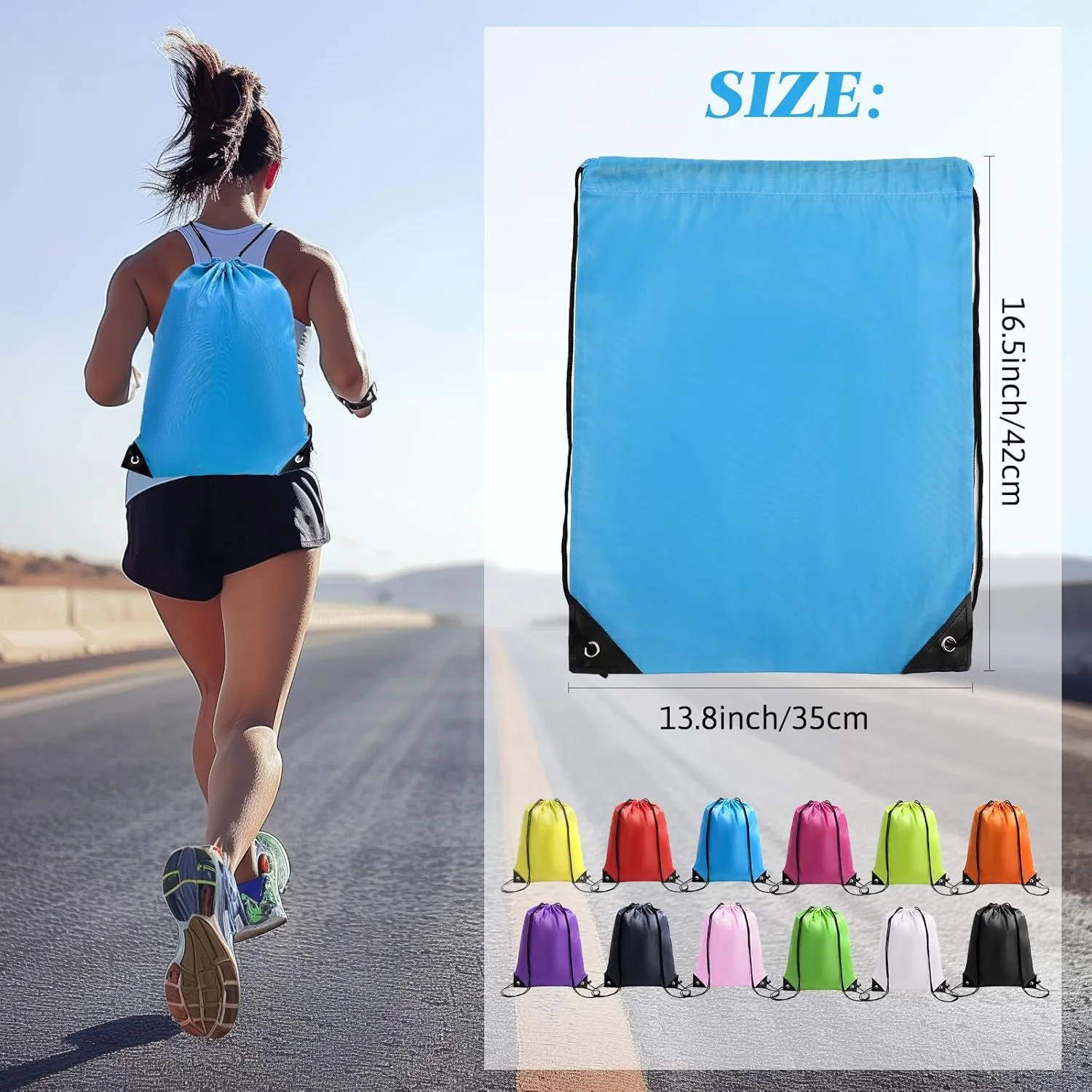 Drawstring Backpack 6 Pcs Drawstring String Bags Bulk,Waterproof String Backpack for Sports