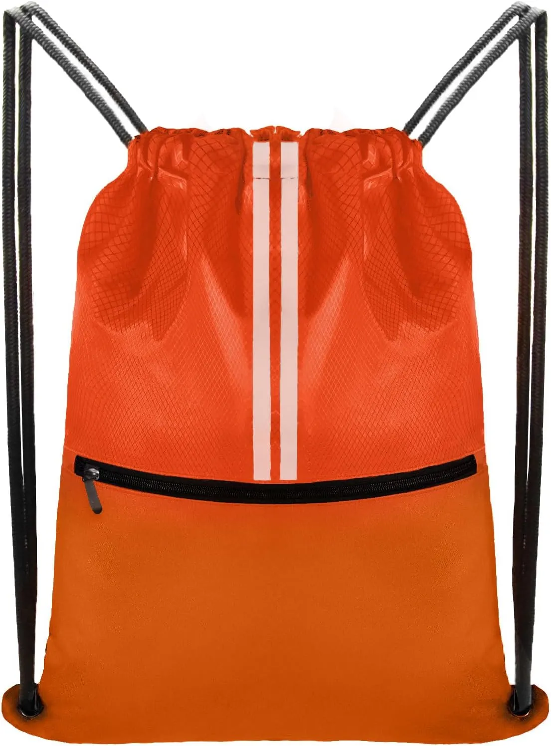 Drawstring Backpack Large Sports Draw String Bag for Women and Men (Orange)