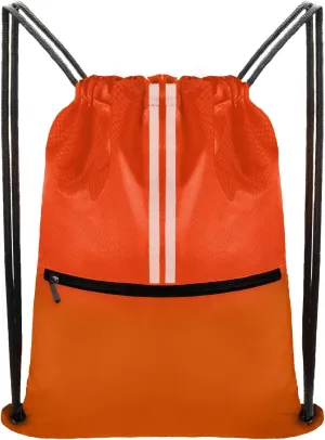 Drawstring Backpack Large Sports Draw String Bag for Women and Men (Orange)