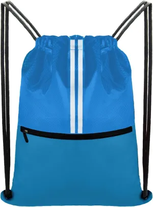 Drawstring Backpack Large Sports Gym Draw String Bag for Women and Men (Ocean Blue)