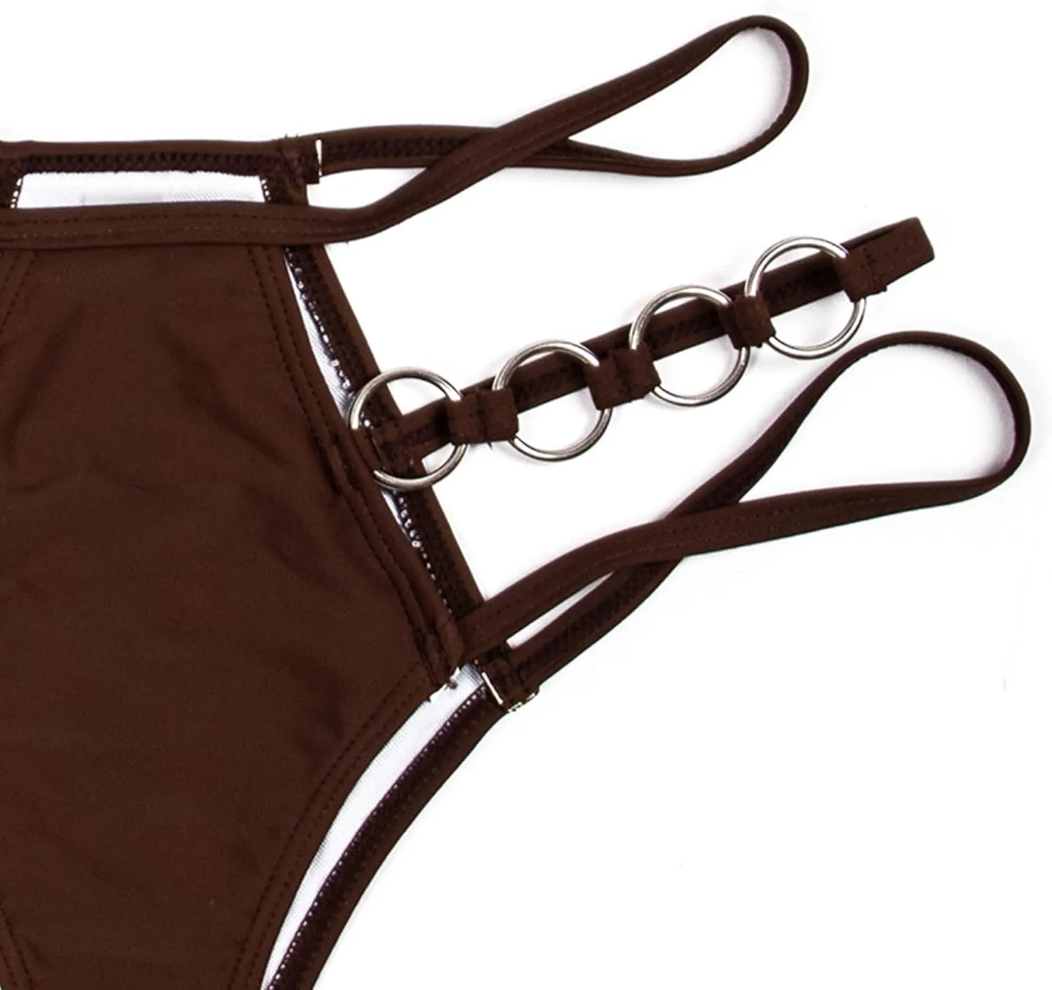 EJsoyo Womens Sexy Thong Bikini Swimsuits String Push up Padded Bathing Suit 2 Piece Cheeky Swimwear with Metal Ring