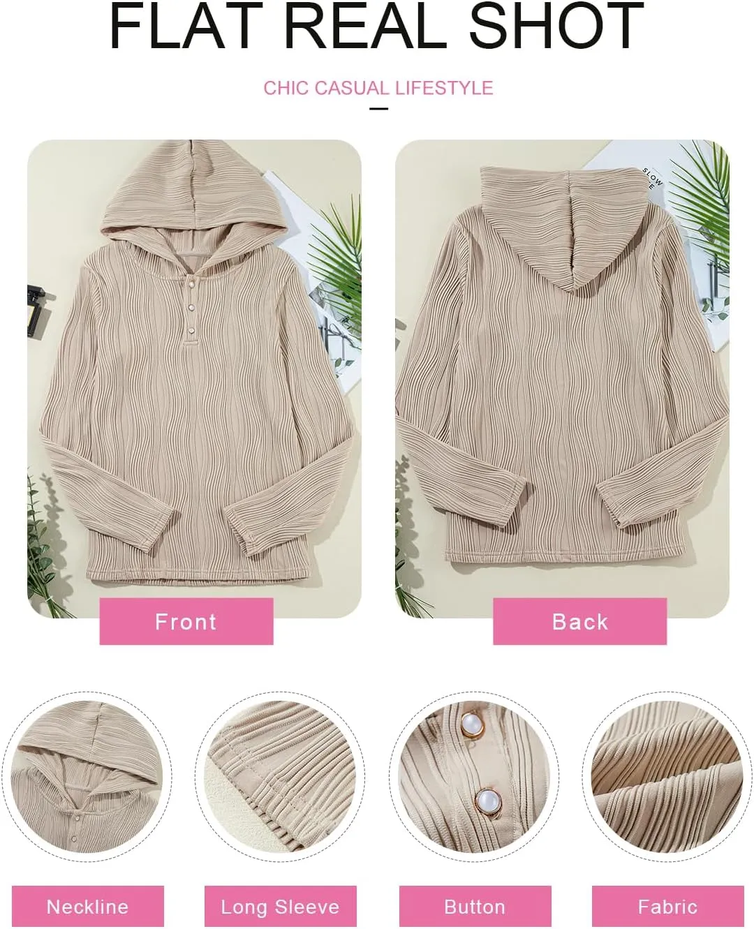 EVALESS Womens Sweatshirts Hoodies Casual Loose Long Sleeve V Neck Button Down Shirts Tops Pullover Fall Clothes Outfits