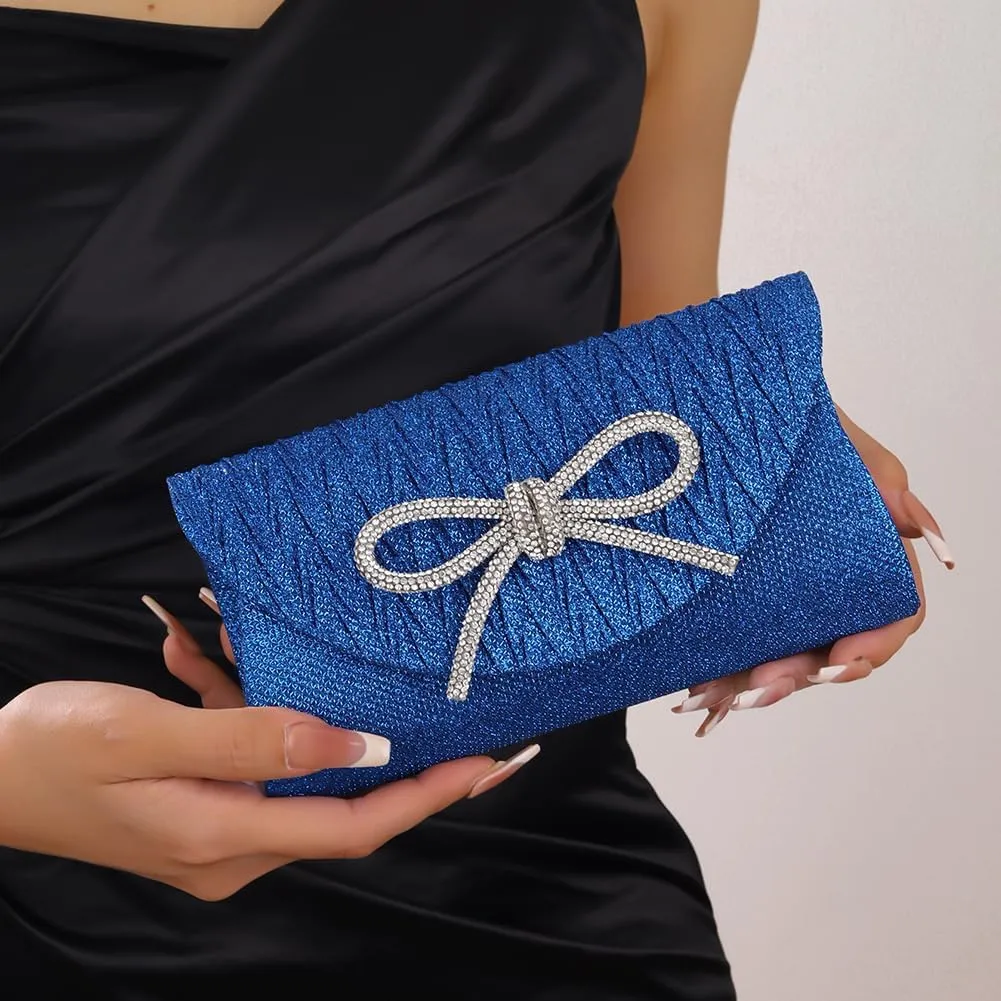 Evening Bag for Women Rhinestone Clutch Purse Satin Sparkly Satchel Purse Wedding Party Prom Purse
