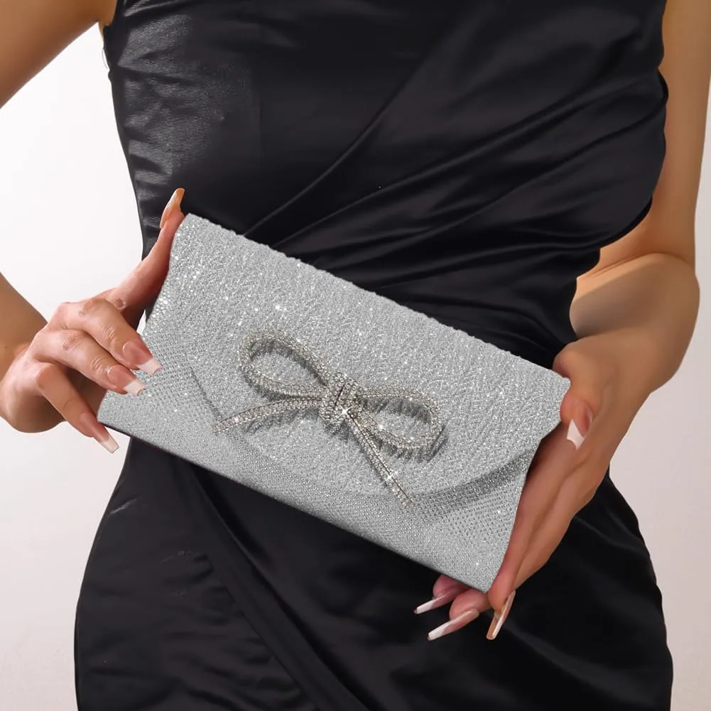 Evening Bag for Women Rhinestone Formal Handbag Satin Sparkly Satchel Purse Wedding Party Prom Purse
