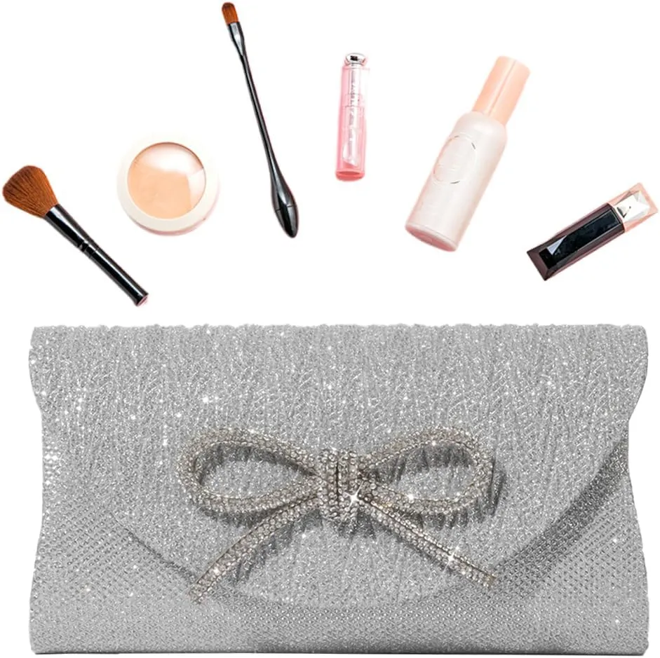 Evening Bag for Women Rhinestone Formal Handbag Satin Sparkly Satchel Purse Wedding Party Prom Purse