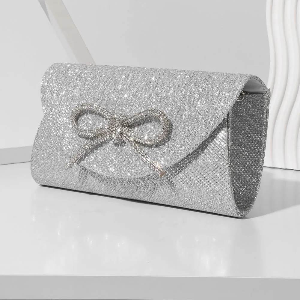 Evening Bag for Women Rhinestone Formal Handbag Satin Sparkly Satchel Purse Wedding Party Prom Purse