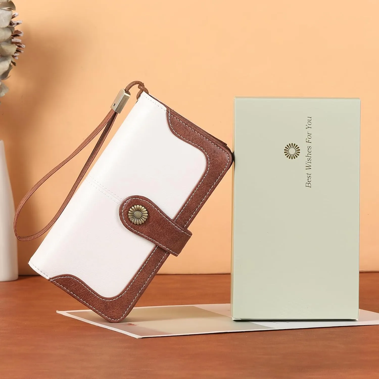 FALAN MULE Women Genuine Leather Wallet Large Capacity Bifold RFID Blocking Card Holder with Zipper Coin Pocket