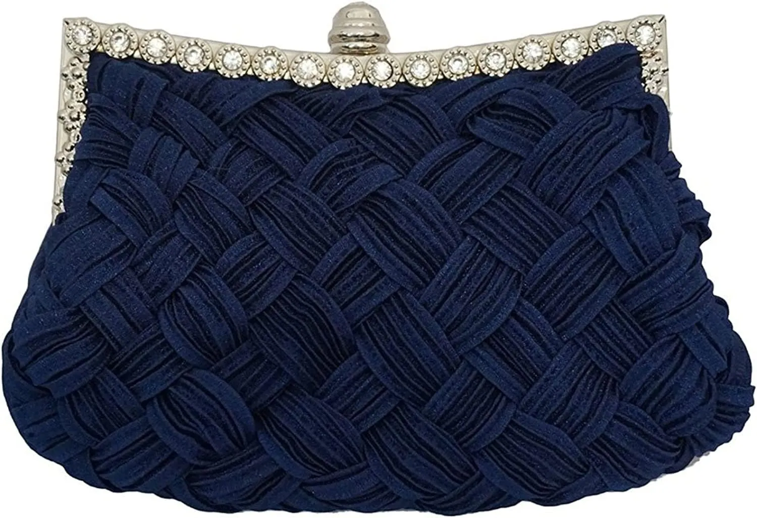 Fashion Ladies Bag Ladies Girls Womens Evening Clutch Bags Wedding Bridal Braided Rhinestone Purse Handbag (Color : Navy Blue)