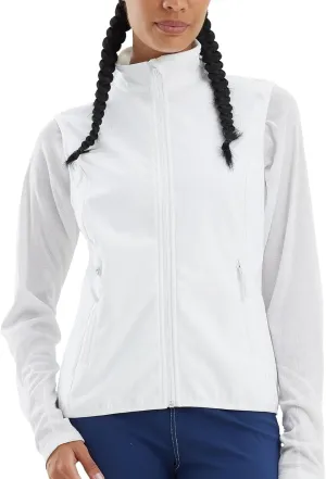 fit space Women's Softshell Vest Athletic Warm Up Sleeveless Scrub Jacket Zip Pockets Cycling Running Golf