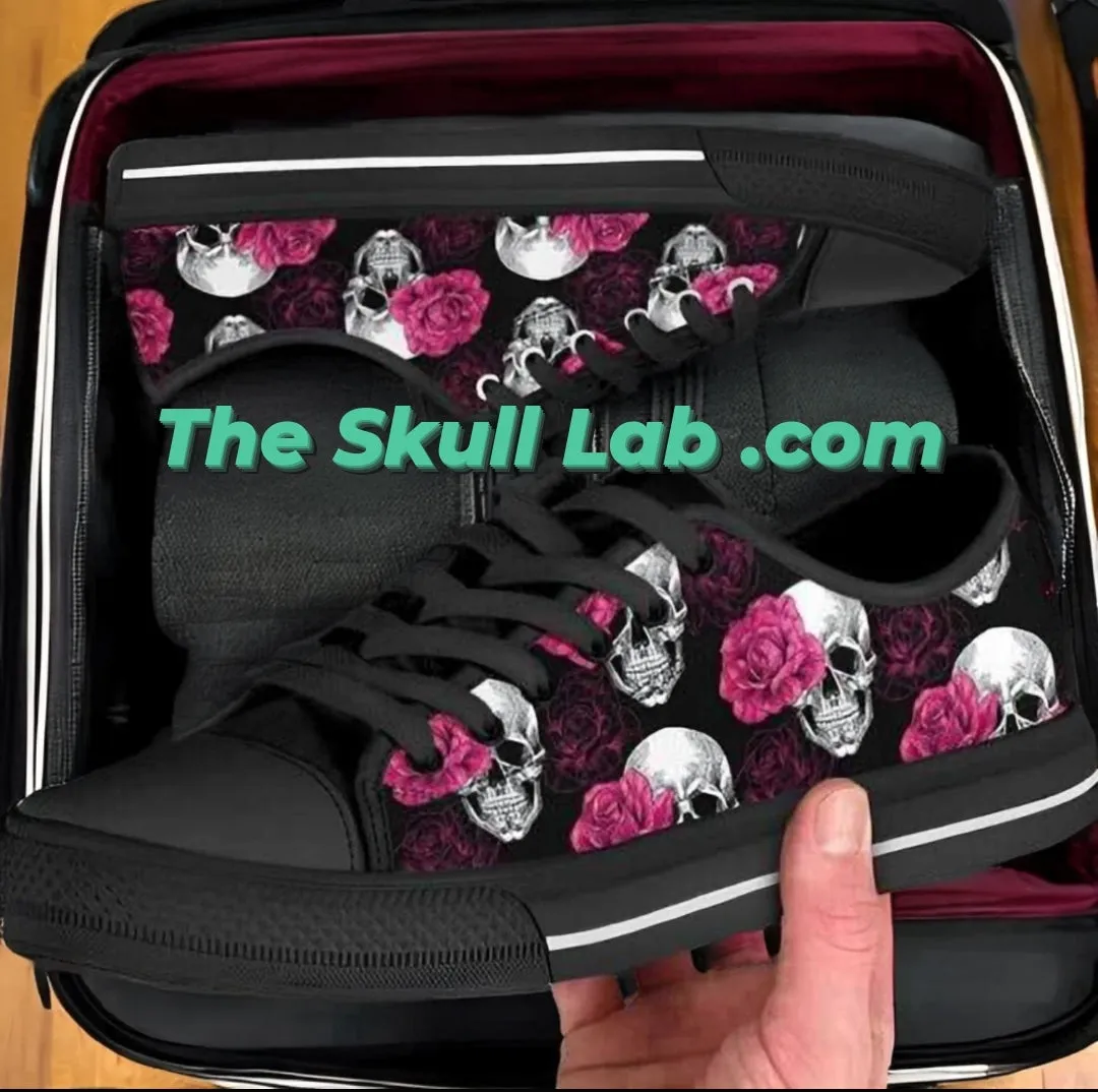 Floral Skull Women's Low Top Shoes