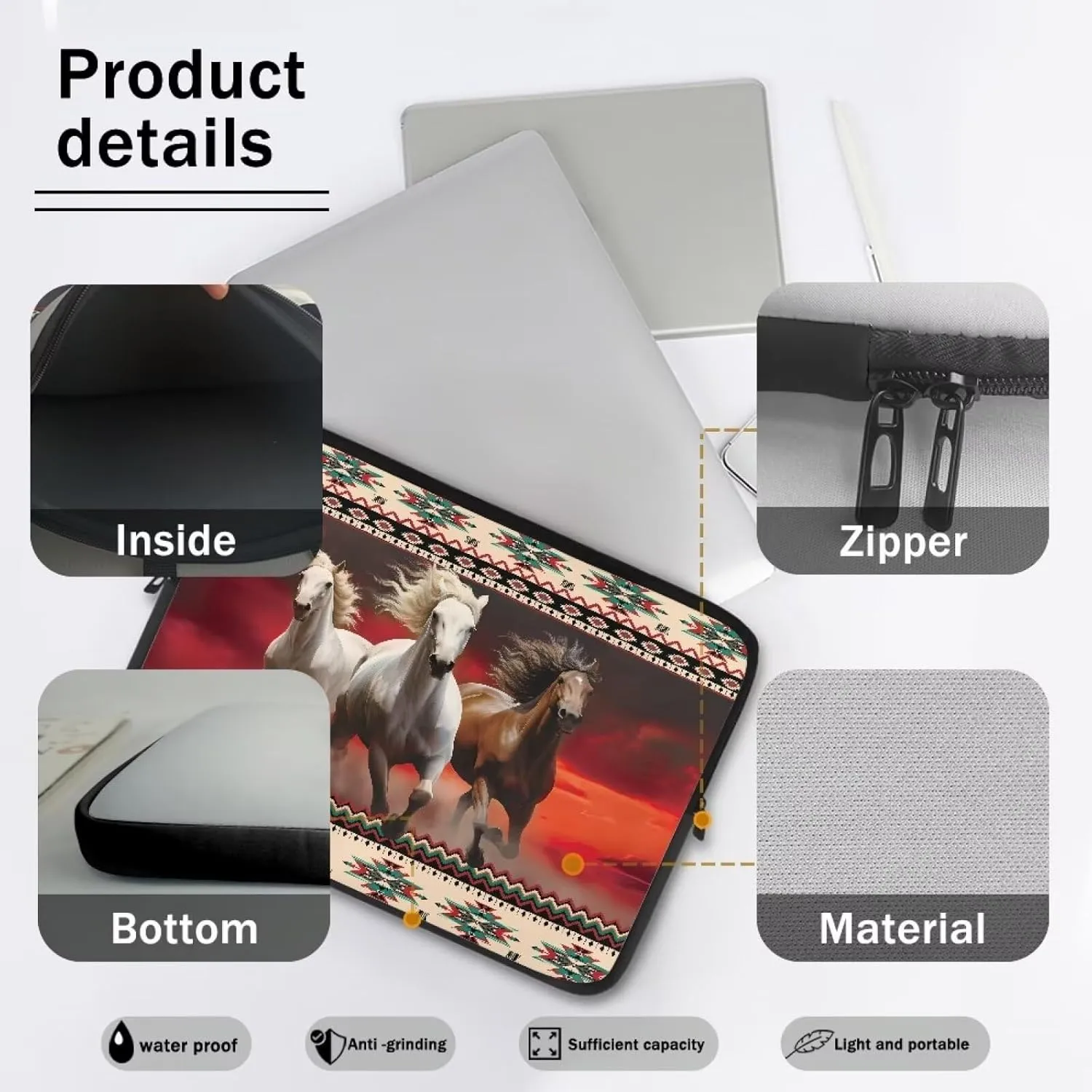 FOR U DESIGNS Laptop Carrying Case Bag Men's Computer Bag Durable Water-Repellent Business Briefcases