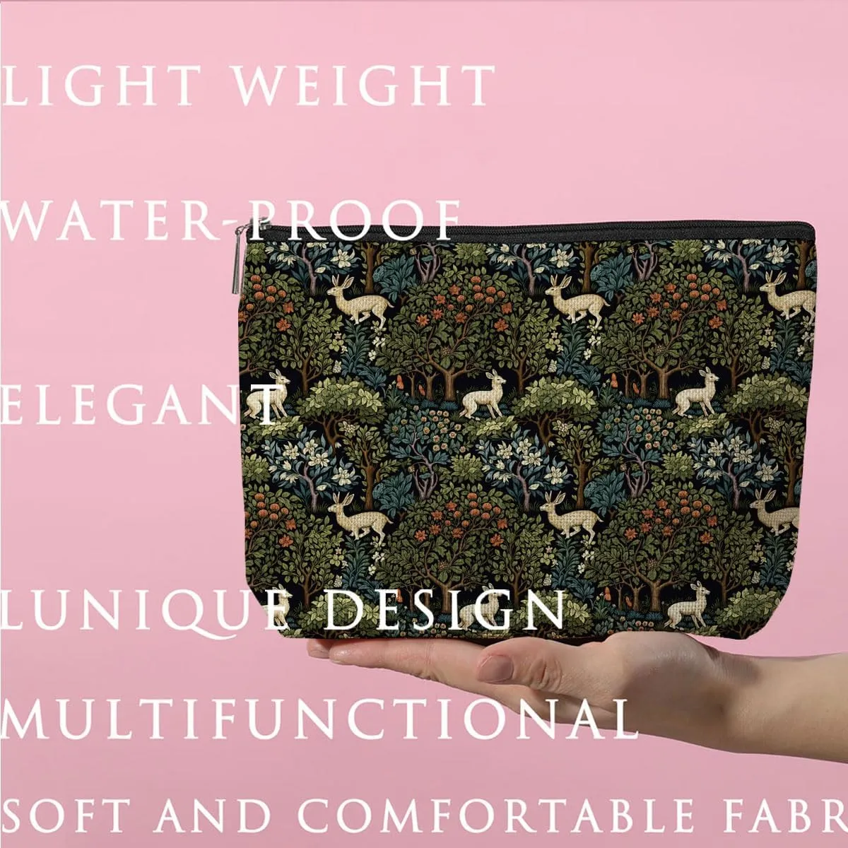 Forest Deer Classic Flower Botanical Floral Makeup Bag Toiletry Bag Cosmetic Bag Christmas Boss Day Birthday Thanksgiving Graduation Gifts for Women Sister Coworker Bestie Daughter Teacher Friends