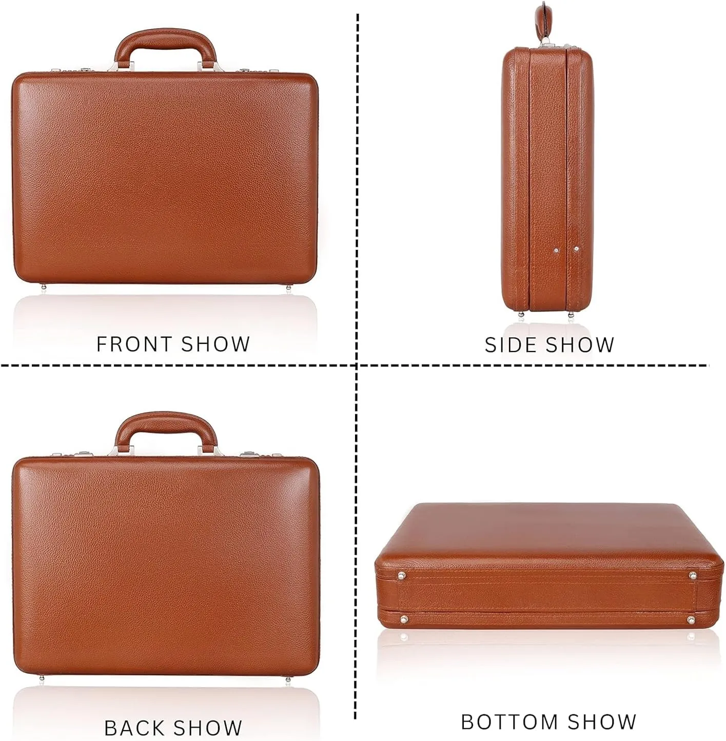 Full Grain Leather Briefcase Attache Case For Unisex Size L18 * W5 * H12 Inches Expandable Briefcase Bag