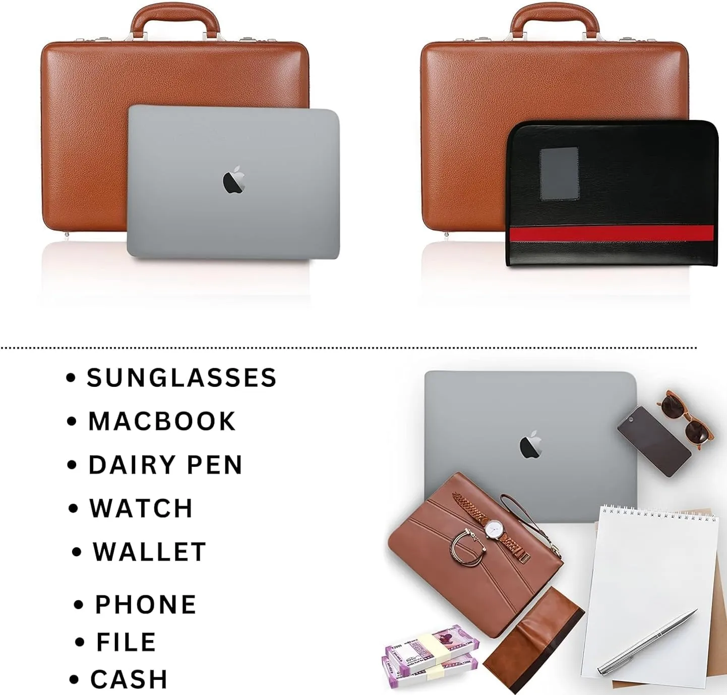 Full Grain Leather Briefcase Attache Case For Unisex Size L18 * W5 * H12 Inches Expandable Briefcase Bag