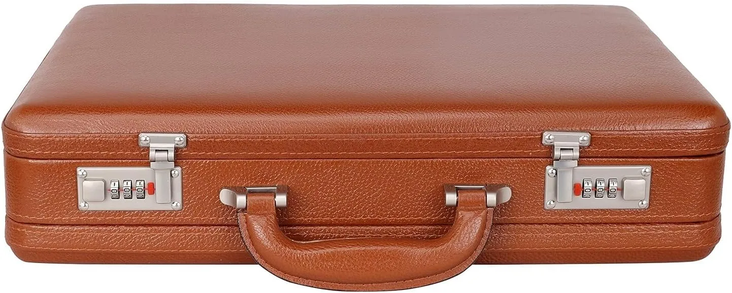 Full Grain Leather Briefcase Attache Case For Unisex Size L18 * W5 * H12 Inches Expandable Briefcase Bag