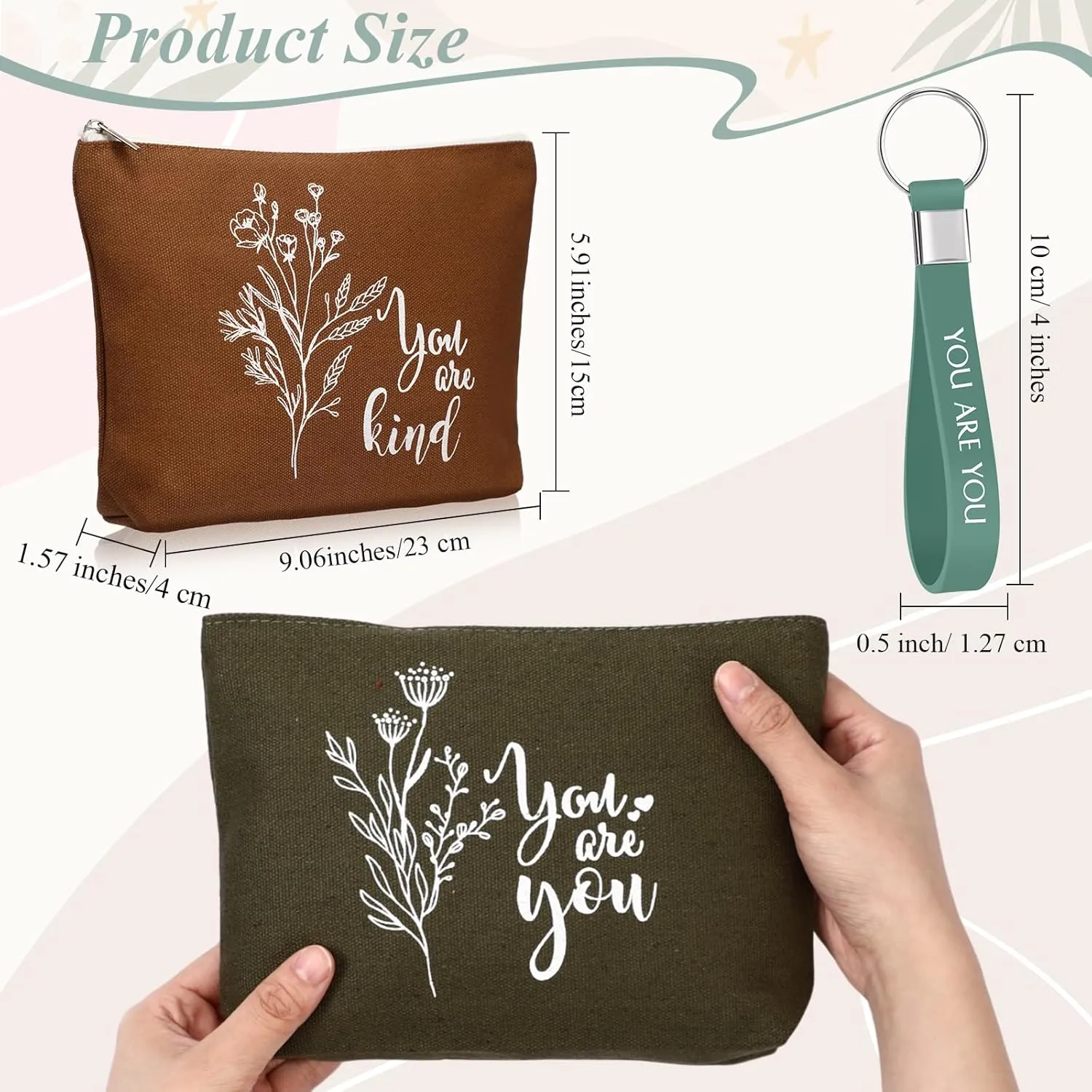 Fumete 40 Pcs Graduation Gifts for Women Teacher Nurse Inspirational Employee Appreciation Gifts 20 Canvas Makeup Bags 20 Keychain for Coworker Volunteer Team
