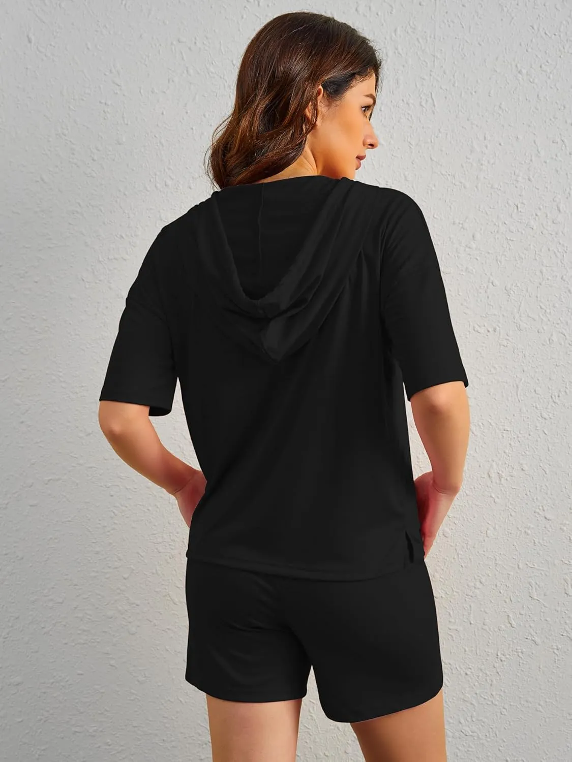 FUPHINE Women's Two Piece Outfits Shorts Sets Summer Sweatsuit Sets Short Sleeve Hoodie and Bottoms Loungewear with Pocket