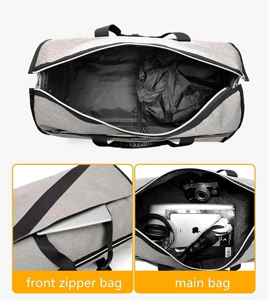 Garment Bags for Business Travel Convertible Backpack Travel Duffel Bag Carry on Garment Bag 2 in 1 Weekender Suit Bag for Men (Blue), Gray