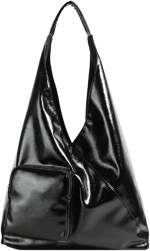 Glossy Vegan Leather Tote Bag for Women Large Shoulder Bag Casual Work Handbag Travel Purse Top Handle Satchels