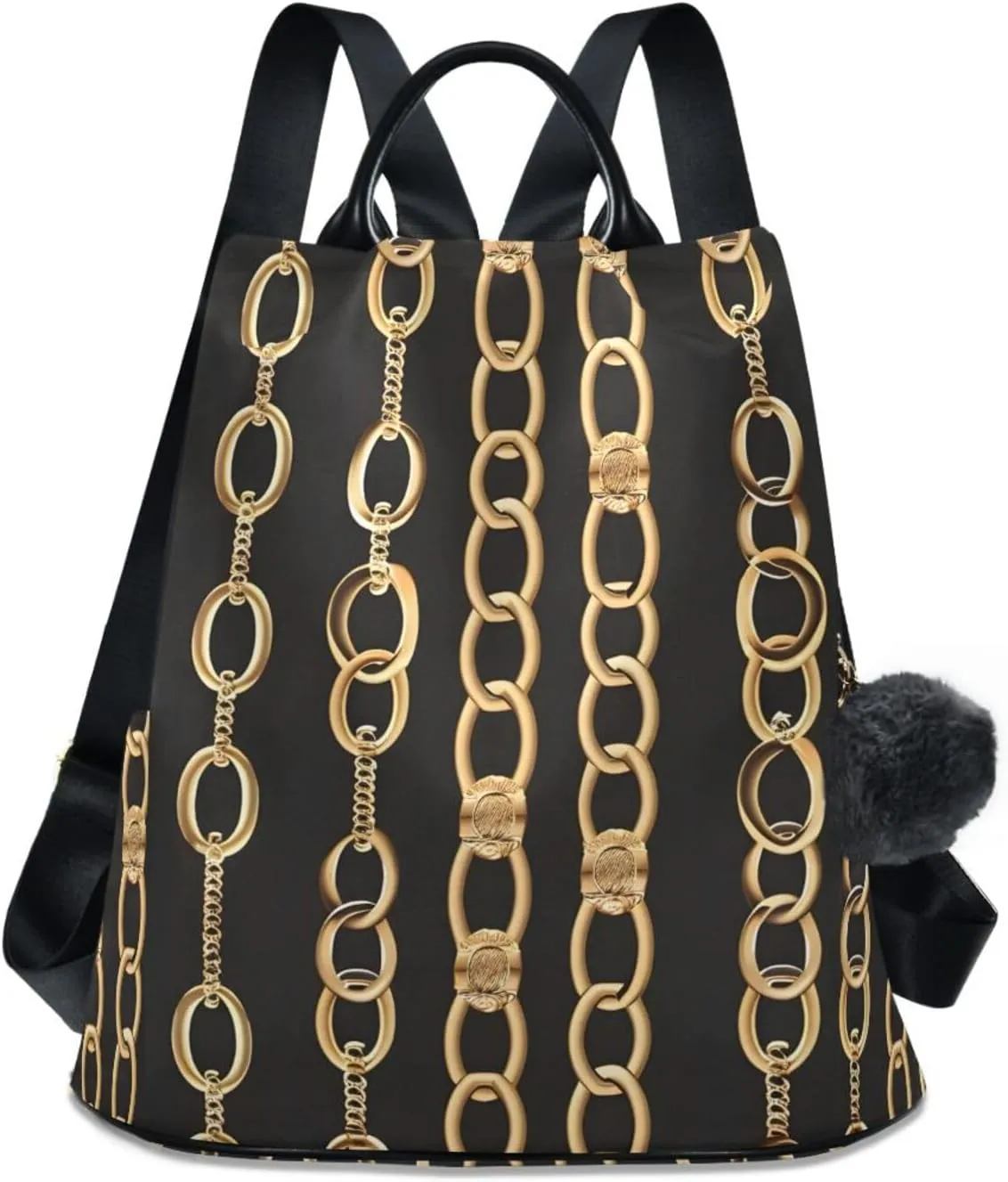 Golden Chains Backpack for Women Anti Theft Large Fashion Travel Shoulder Bag Purse Rucksack Lightweight