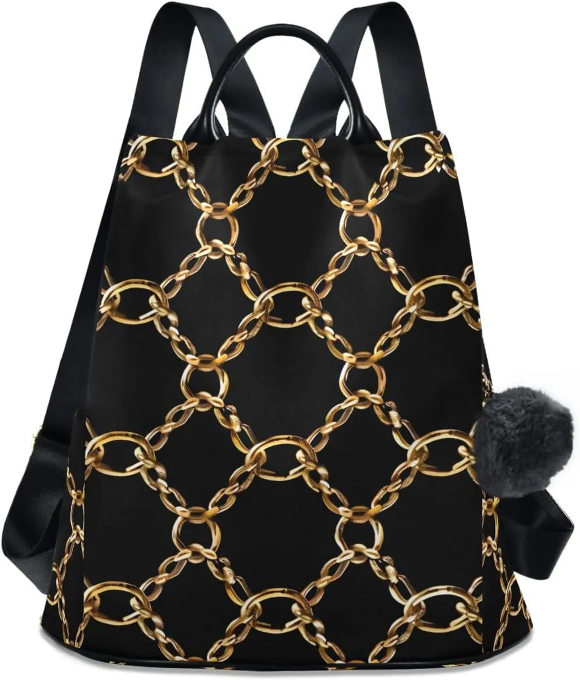 Golden Chains Print Backpack for Women Anti Theft Large Fashion Travel Shoulder Bag Purse Rucksack Lightweight