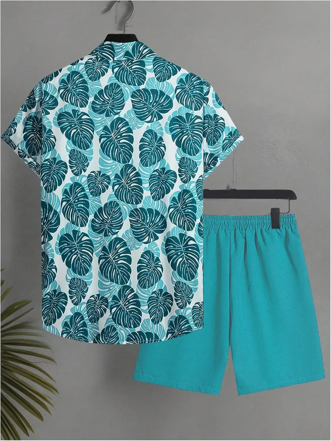 GORGLITTER Men's Hawaiian Matching Set Summer Beach 2 Piece Outfits Flower Button Down Shirts and Shorts Set