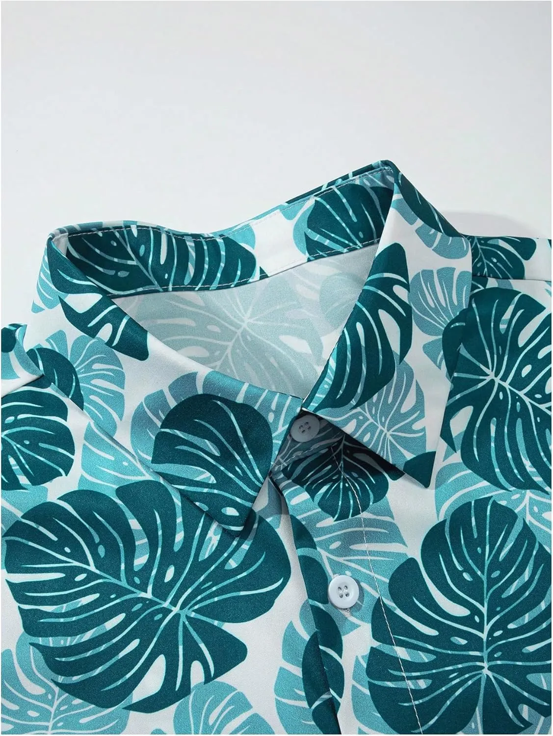 GORGLITTER Men's Hawaiian Matching Set Summer Beach 2 Piece Outfits Flower Button Down Shirts and Shorts Set