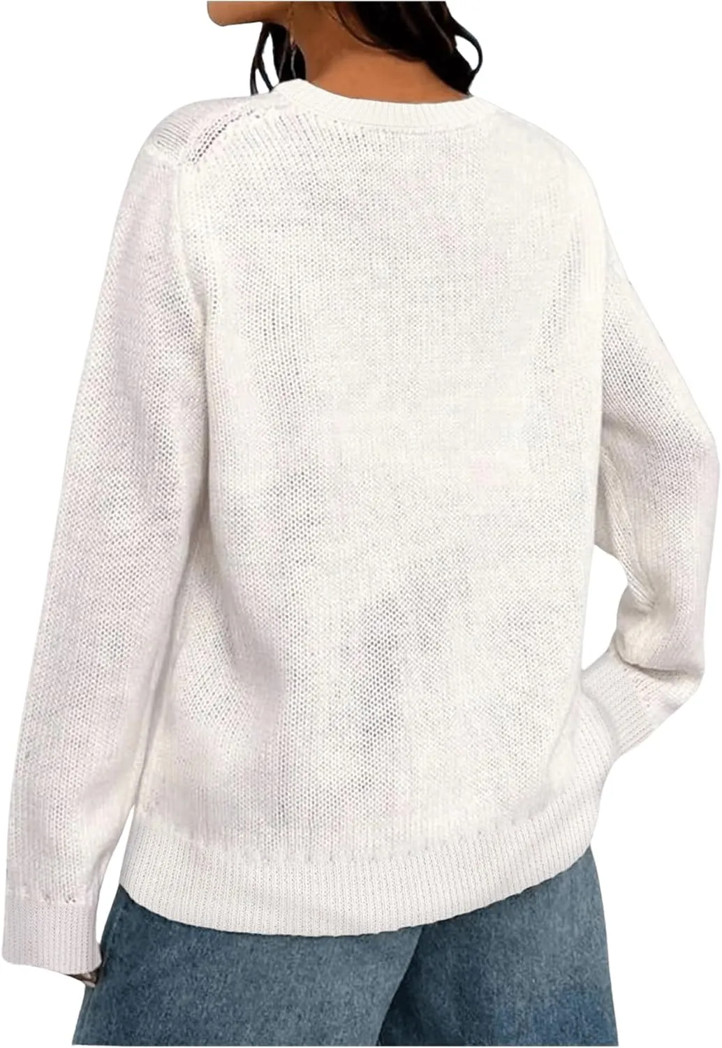 GORGLITTER Women's American Flag Graphic Long Sleeve Sweater Knit Round Neck Pullover Top