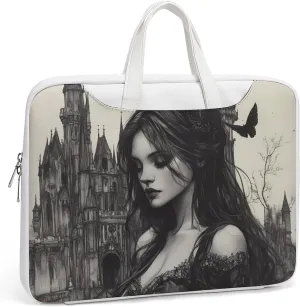 Gothic Rose Horror Dark Leather Bag Laptop Case Slim Water Resistant Computer Bags with Handle Briefcase for Work