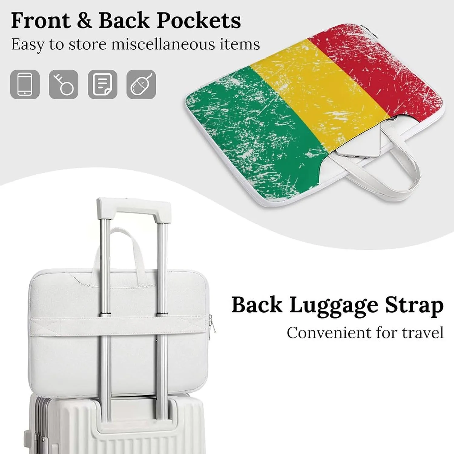 Guinea Vintage Flag Leather Bag Laptop Case Slim Water Resistant Computer Bags with Handle Briefcase for Work
