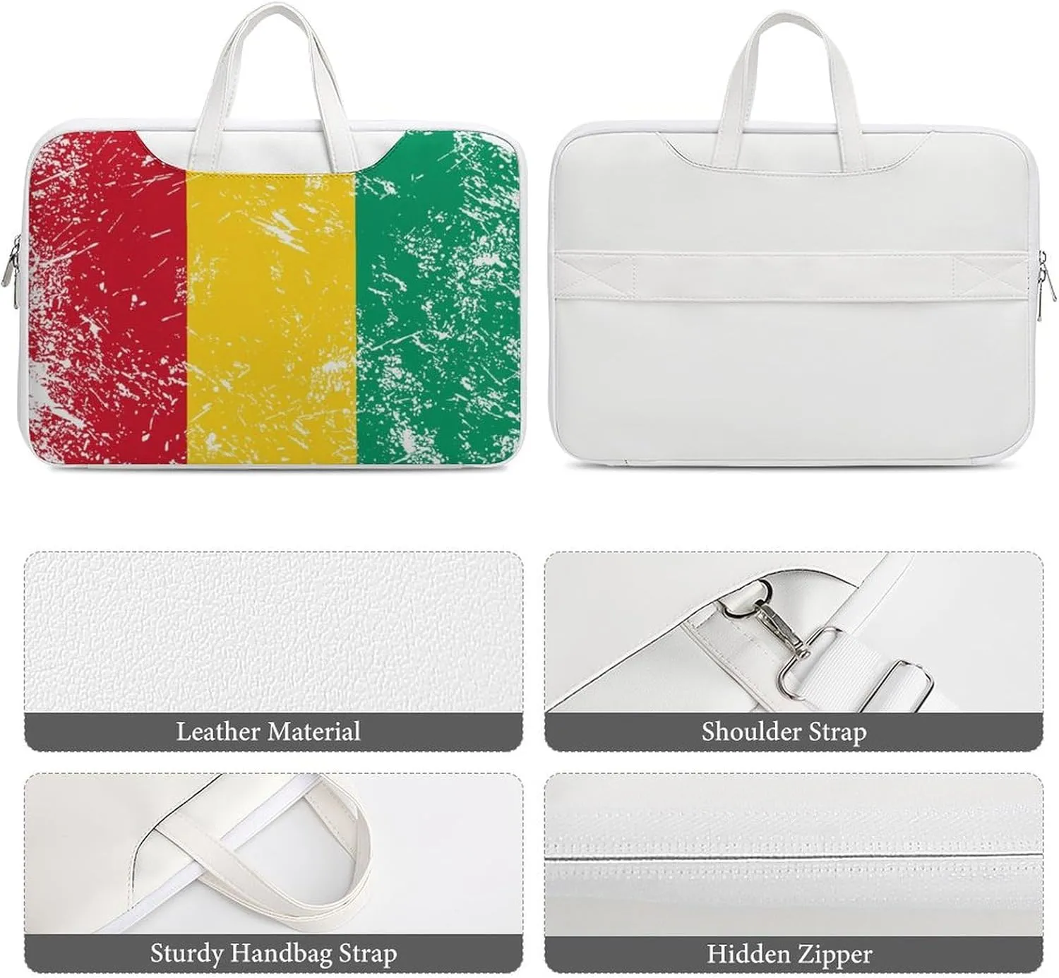 Guinea Vintage Flag Leather Bag Laptop Case Slim Water Resistant Computer Bags with Handle Briefcase for Work