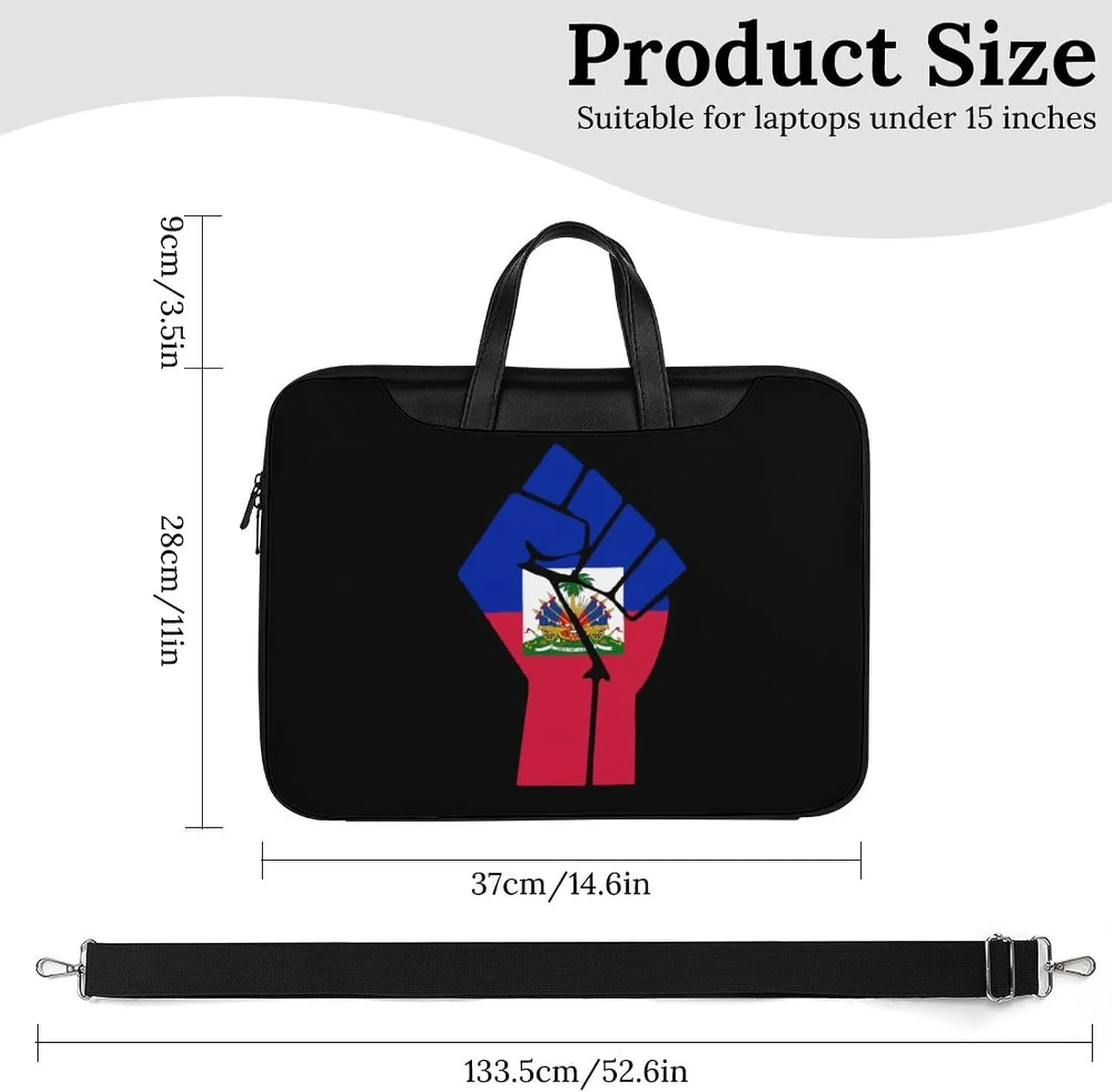 Haiti Flag Resist Leather Bag Laptop Case Slim Water Resistant Computer Bags with Handle Briefcase for Work