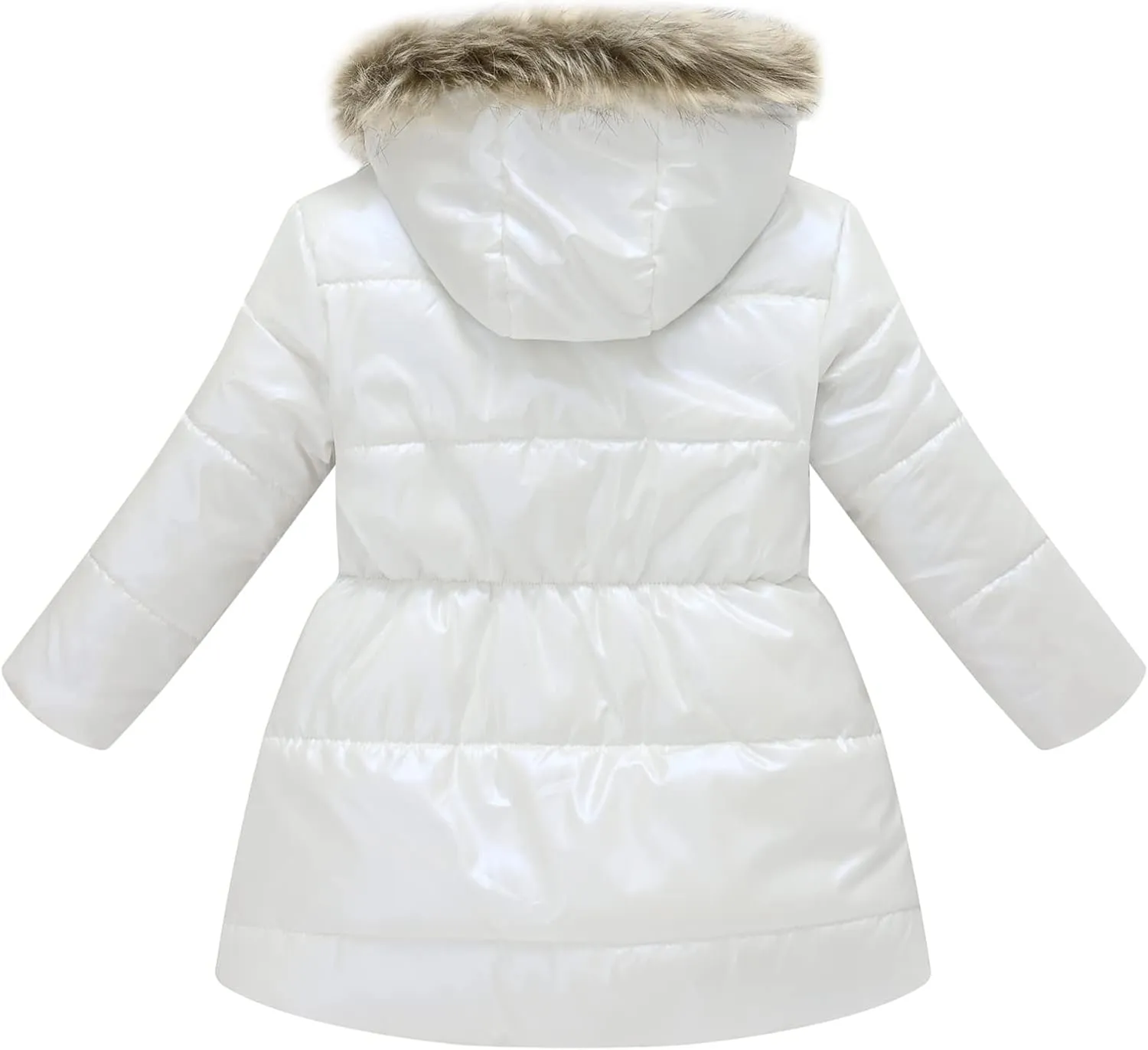 Happy Cherry Girl's Fleece Line Hooded Jacket Faux Fur Trim Winter Warm Coat Long Padded Outwear Snow Puffer Jackets