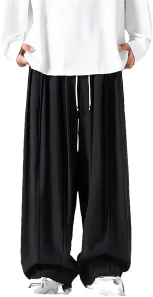 Hgvcfcv Men Wide Leg Pants Men Black Loose Casual Harem Pants Soild Color Japanese Streetwear Joggers Cargo Pants
