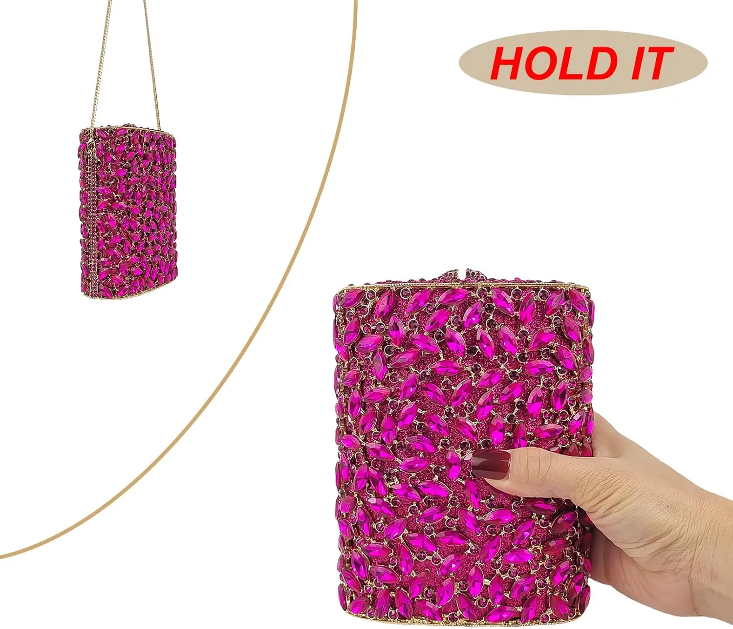 HUANG ZHUANG Flask Shaped Evening bag Funny Rhinestone Handbag Party Bag Women Crystal Clutch Purse for Prom Banquet