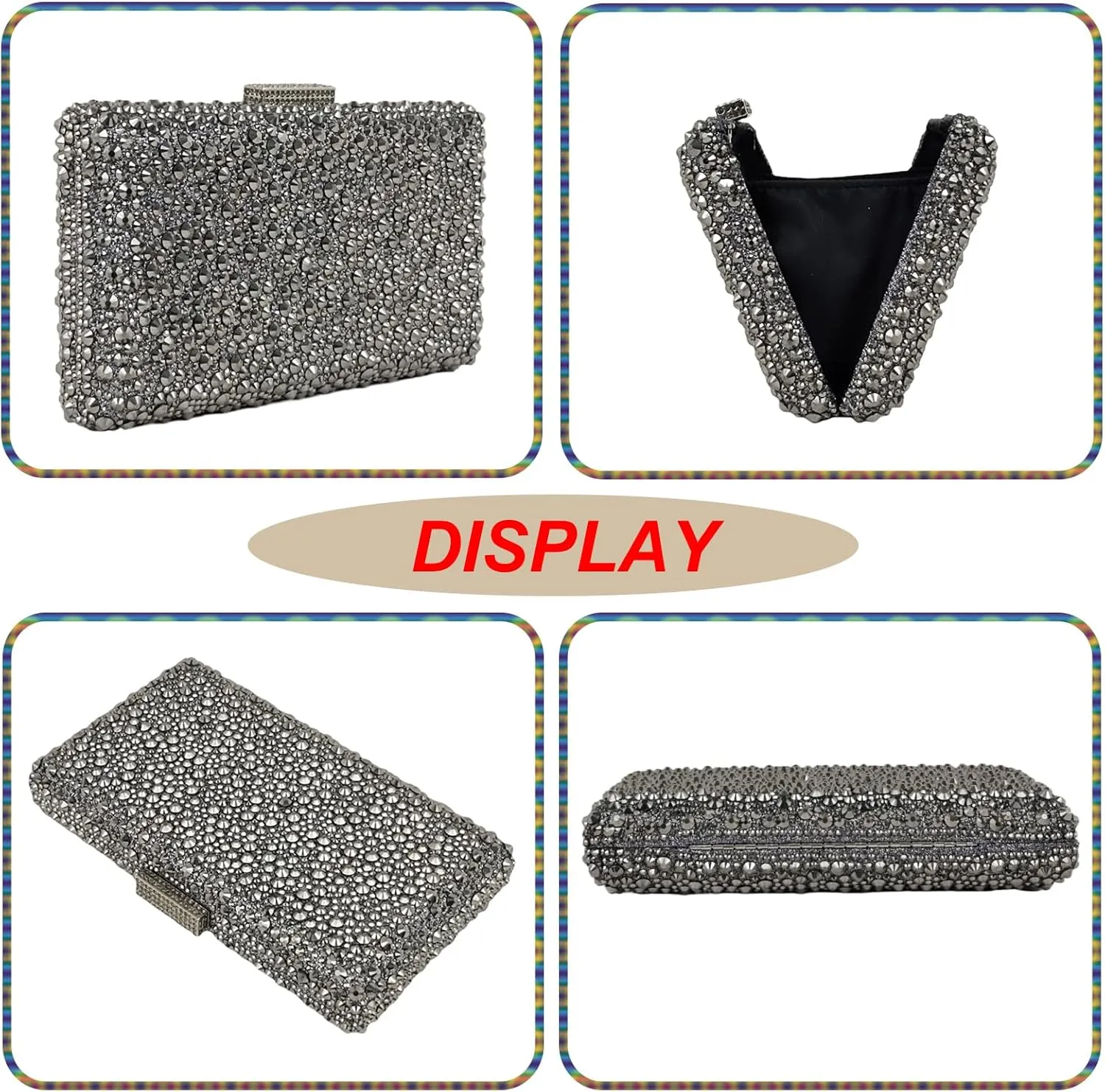 HUANG ZHUANG Sparkly Gem Clutch Rhinestone Handbags Crystal Purse For Women Party Purse Wedding Evening Bag
