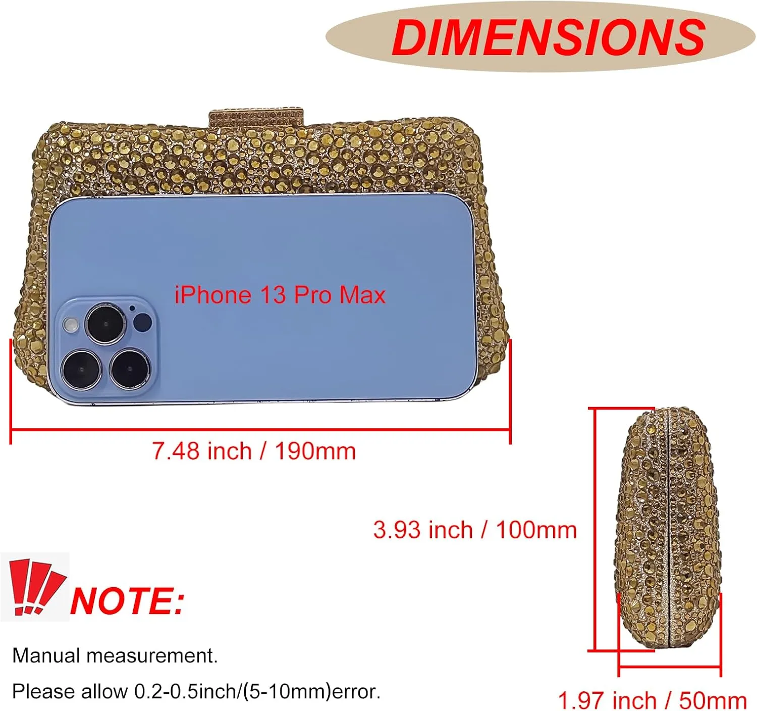 HUANG ZHUANG Women Evening Handbag Sparkly Rhinestone Clutch Handbags Crystal Purse Gem Party Purse Wedding Evening Bag