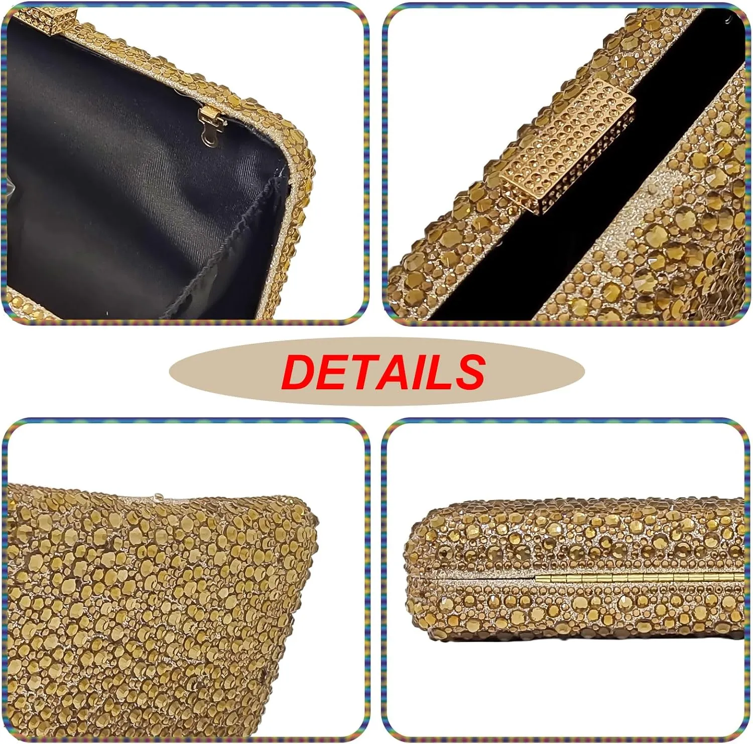 HUANG ZHUANG Women Evening Handbag Sparkly Rhinestone Clutch Handbags Crystal Purse Gem Party Purse Wedding Evening Bag