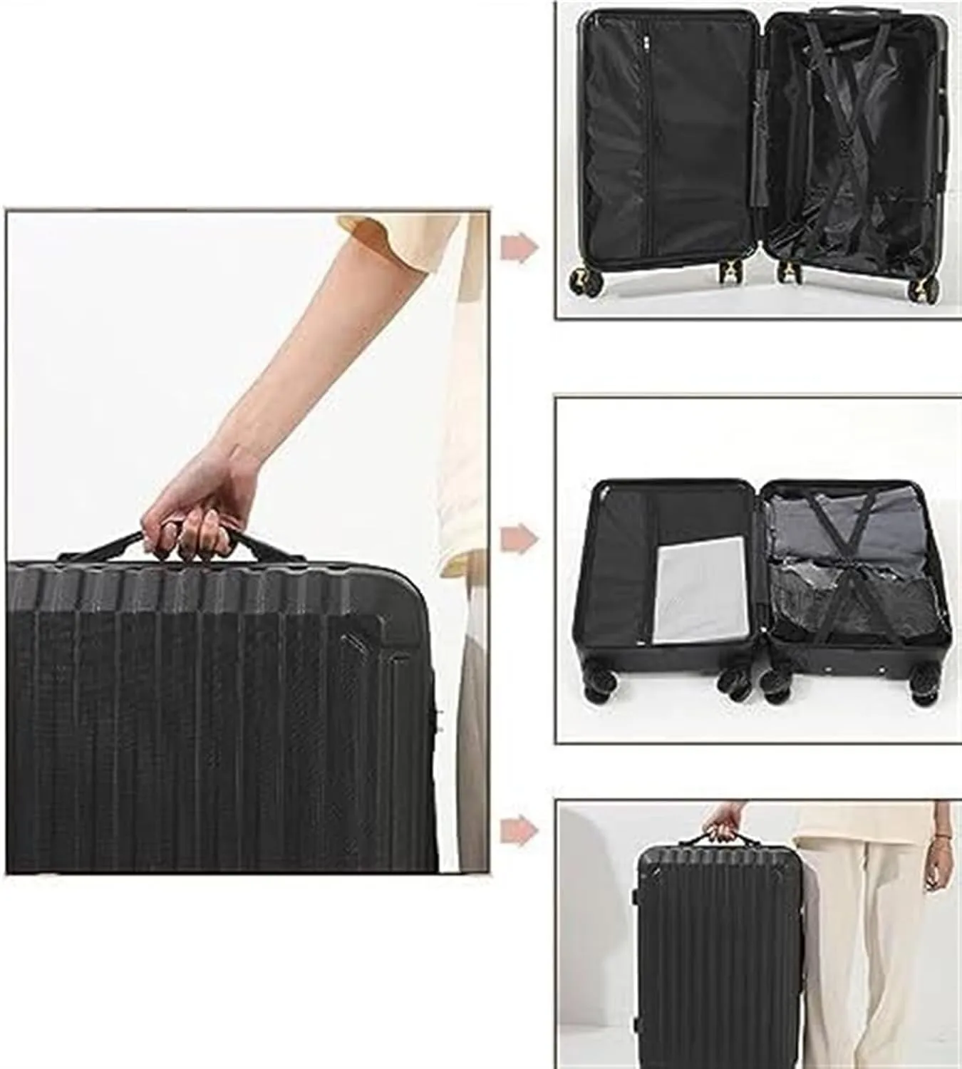 IRYZE Lightweight Suitcase Suitcase With Spinner Wheels Hardshell Lightweight Rolling For Business Travel Suitcase Carry on Luggage (Color : Red, Size : 22in)