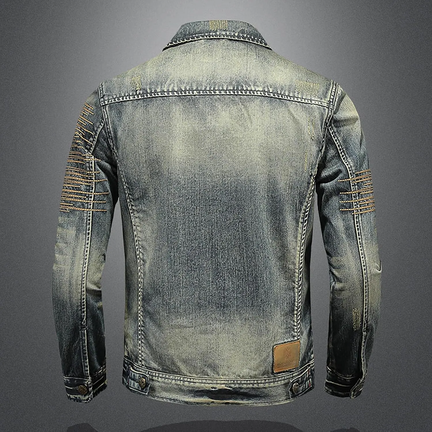 Jean Jacket for Men Slim Fit Vintage Washed Denim Jacket Coat Long Sleeve Teen Boys Hip Hop Rock Motorcycle Jackets