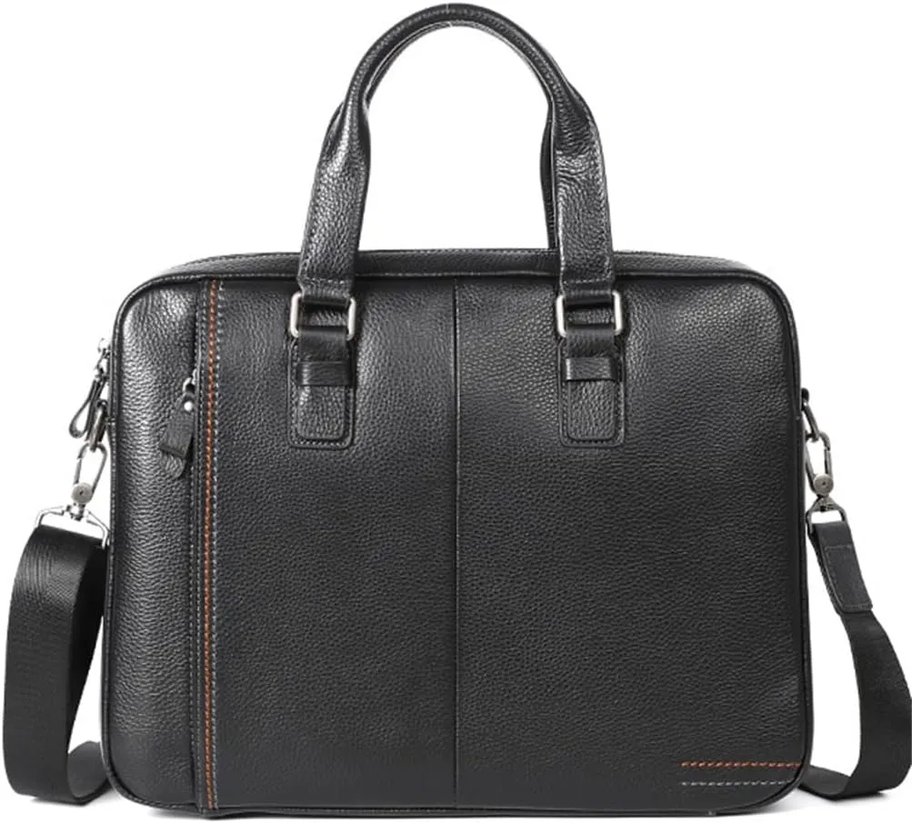 JSEIAJB Briefcase Genuine Leather Shoulder Laptop Bag Office Bag For Men Briefcases Cow Leather Big Handbag Business