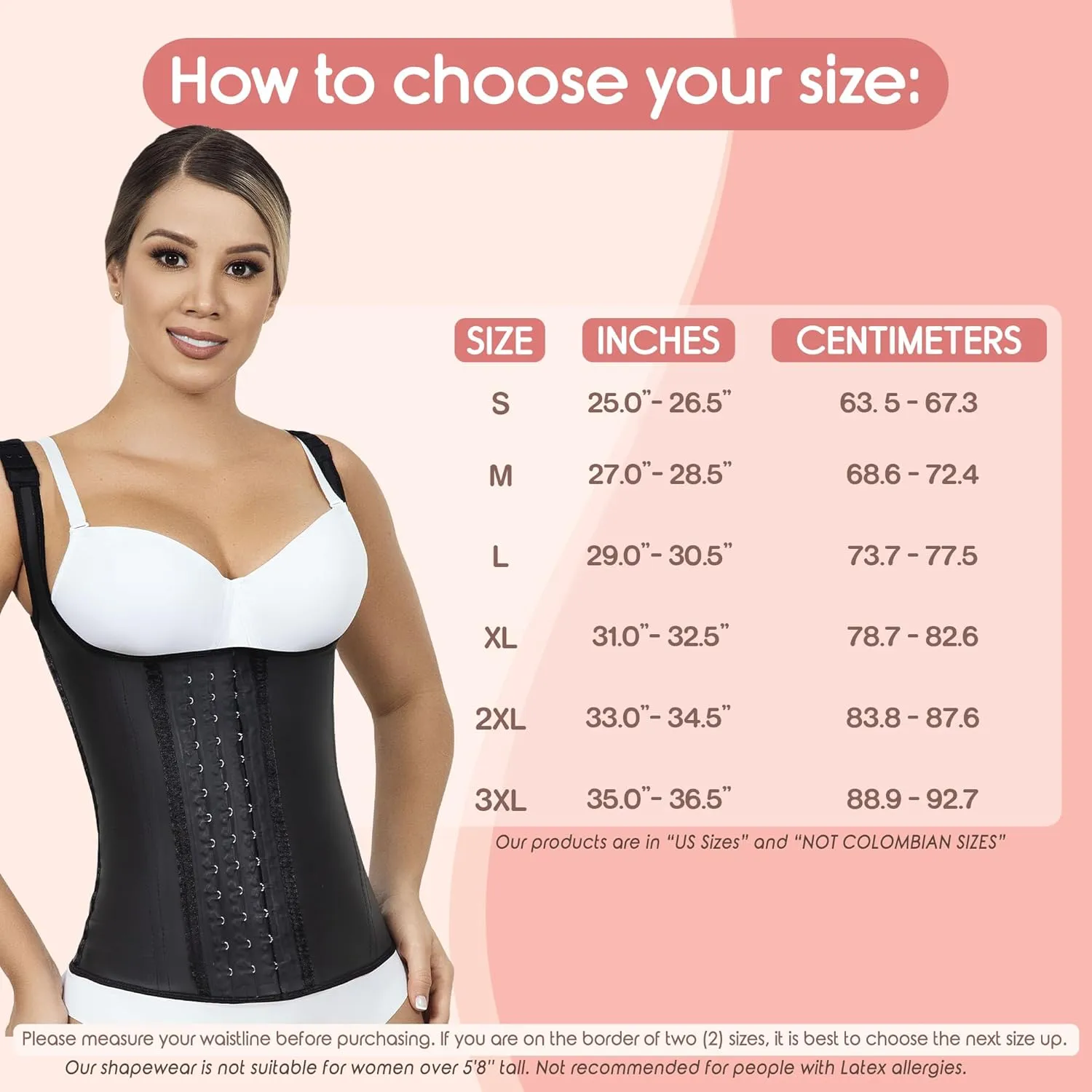 LadySlim by NuvoFit Fajas Colombiana Full Latex Chaleco Vest Waist Cincher Trainer Trimmer Girdle Workout Corset Body Shaper