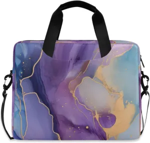 Laptop Bag Fits Up to 16 Inch Computer Gold-purple-blue Marble Laptop Briefcases for Men Women