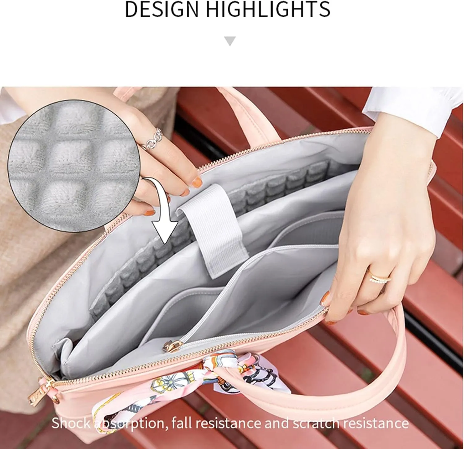 Laptop case Briefcases,Anti-Shock Laptop Bag 14 Inch for Case Women Laptop Sleeve for Laptop Bag 15.6 Inch(Pink,Black)