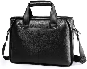 Leather Briefcases for Men Computer Bag Laptop Bag Retro Business Travel Messenger Bag for Men (Color : Black, Size : 9cmX27cmX37cm)