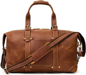 Leather Duffle Bags for Men, Weekender Bag Mens Shoulder Bags Leather Travel Bags for Men Handbags Briefcases (Brown)