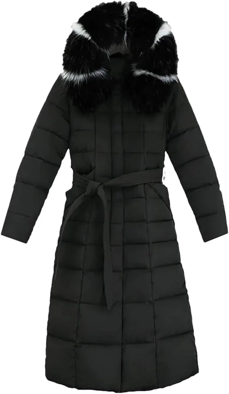 Long Cotton Coat Female Winter Over Knee Loose Large Fur Collar Hooded Warm Thick Parkas Down Cotton Padded Overcoat
